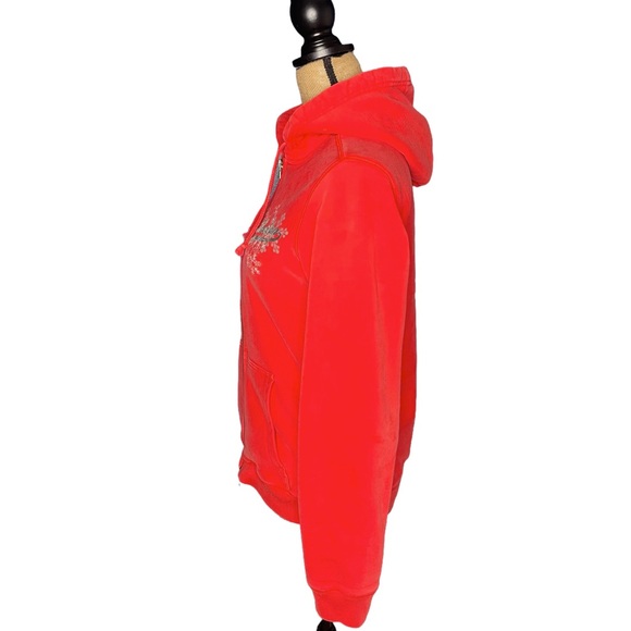 Burton Full Zip Hoodie Womens Embroidered Detail Red Logo Hooded Sweatshirt - Picture 3 of 6